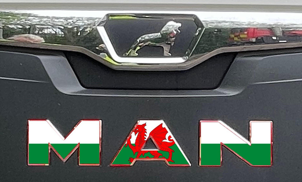 MAN  Cab Front Badge sticker decal. New Gen 2021-26 truck. WELSH FLAG DESIGN