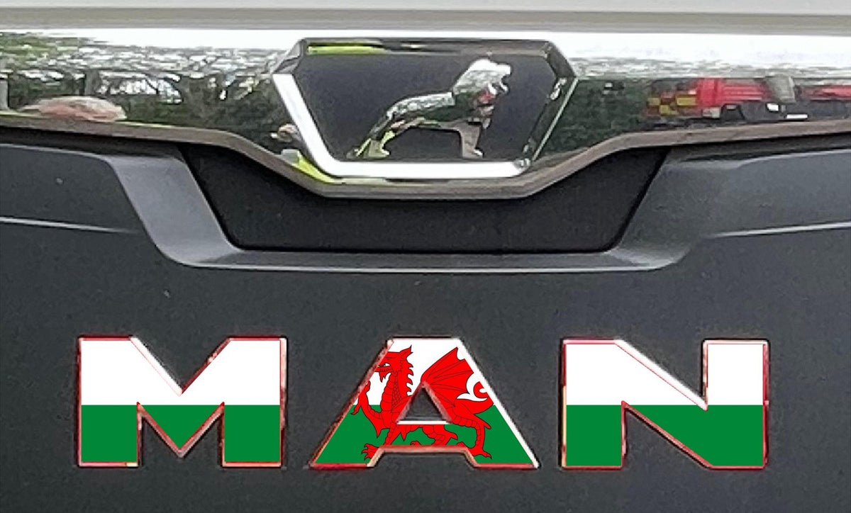 MAN  Cab Front Badge sticker decal. New Gen 2021-26 truck. WELSH FLAG DESIGN