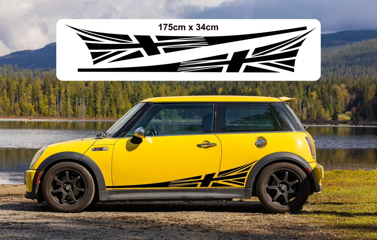 MINI COOPER GRAPHICS SIDE Union Jack 🇬🇧 VINYL DECALS STICKERS *ANY COLOUR