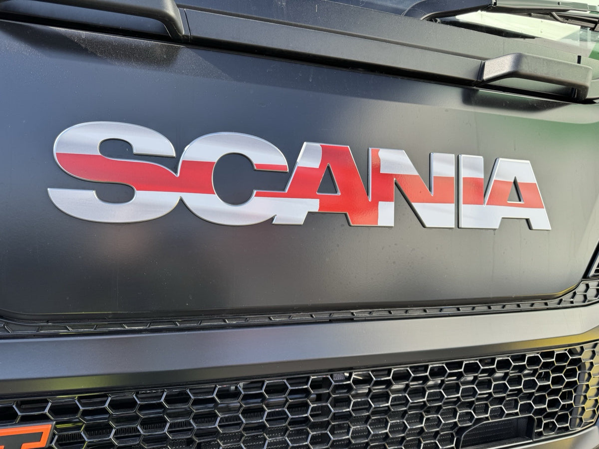 SCANIA  P&G Cab Front Badge sticker. New Gen 2017-25 truck. ENGLAND Flag