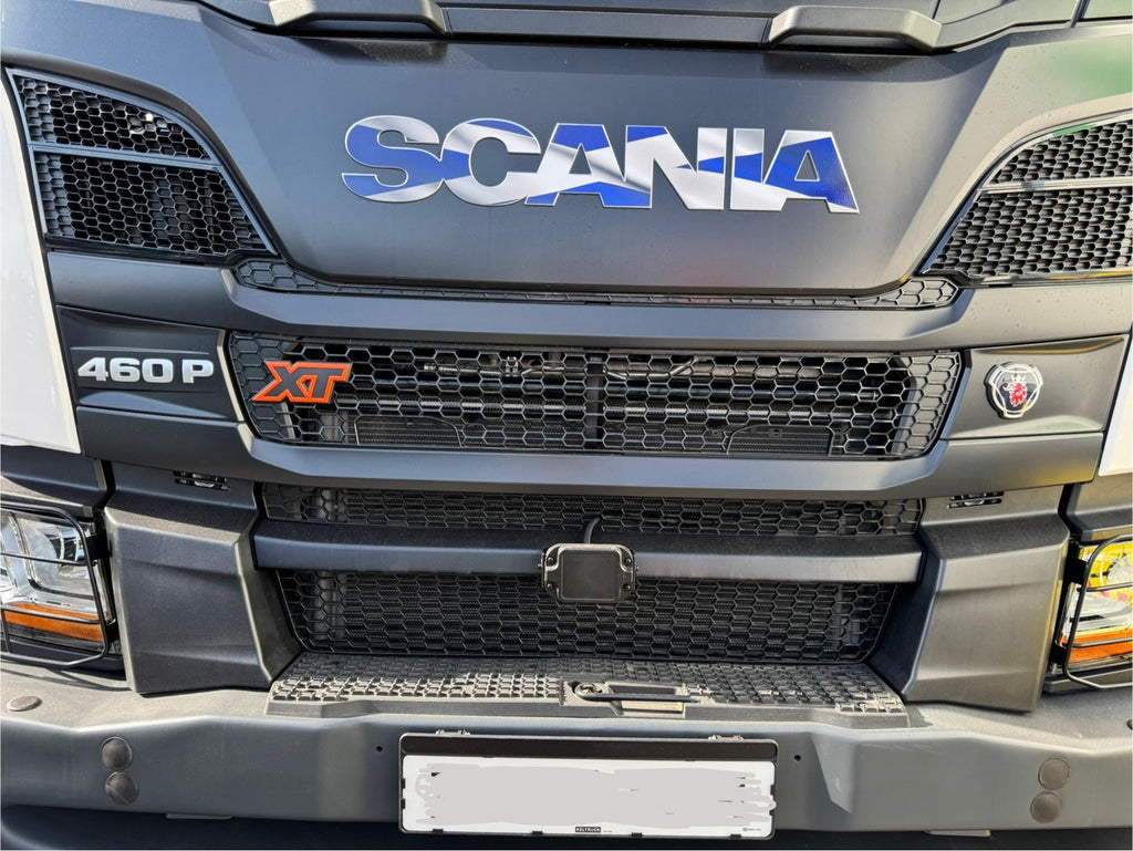 SCANIA  P&G Cab Front Badge sticker. New Gen 2017-25 truck. SCOTLAND Flag