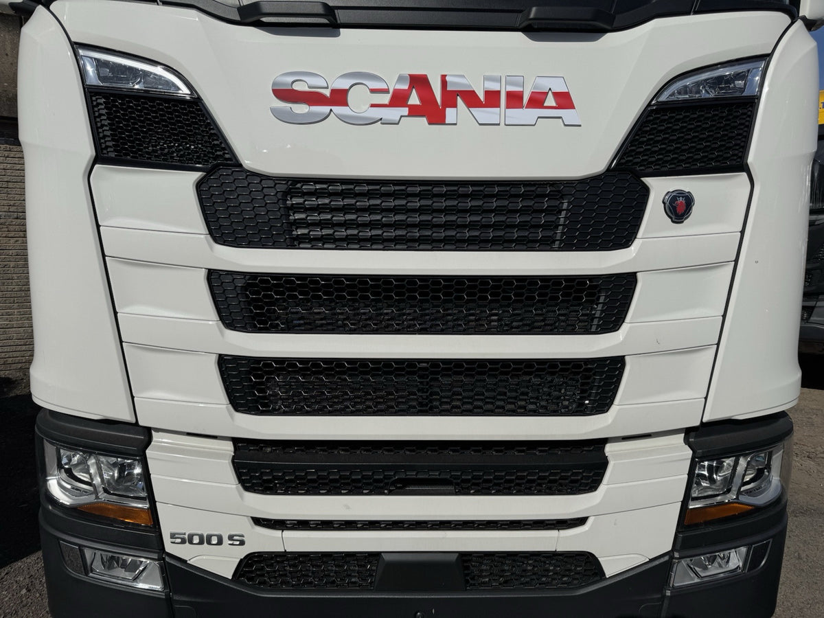 SCANIA  R&S Cab Front Badge sticker . New Gen 2017-25 truck. ENGLAND Flag