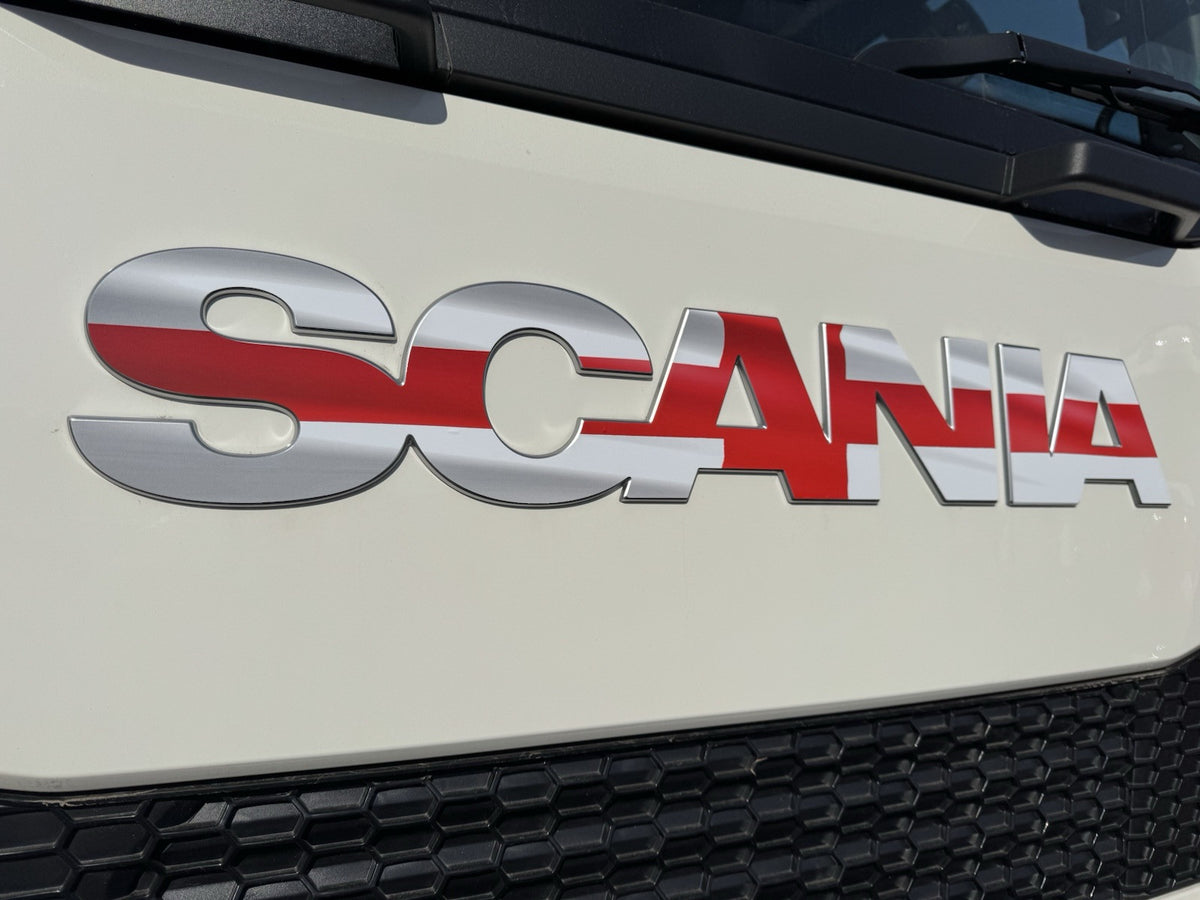 SCANIA  R&S Cab Front Badge sticker . New Gen 2017-25 truck. ENGLAND Flag