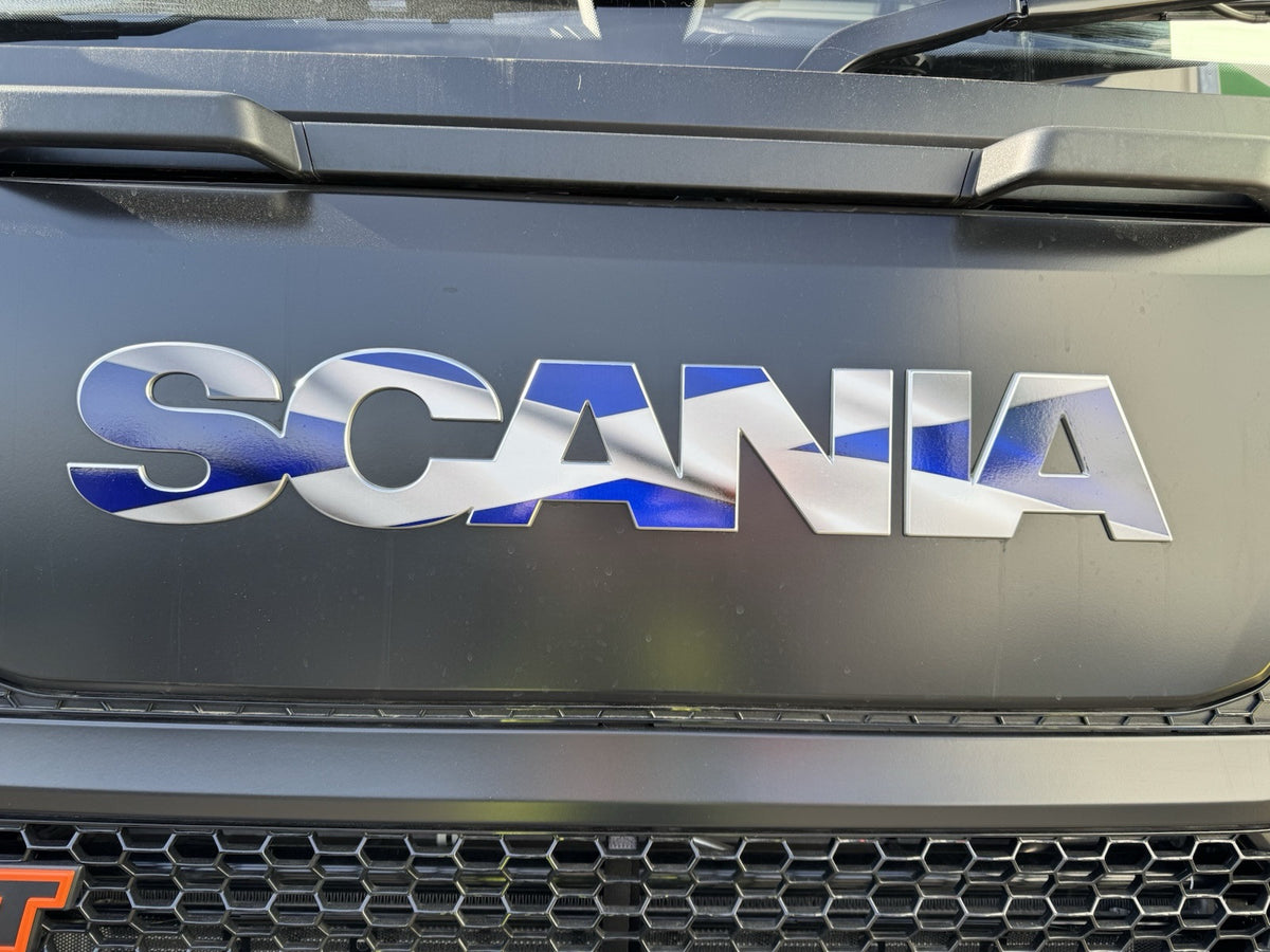 SCANIA  P&G Cab Front Badge sticker. New Gen 2017-25 truck. SCOTLAND Flag